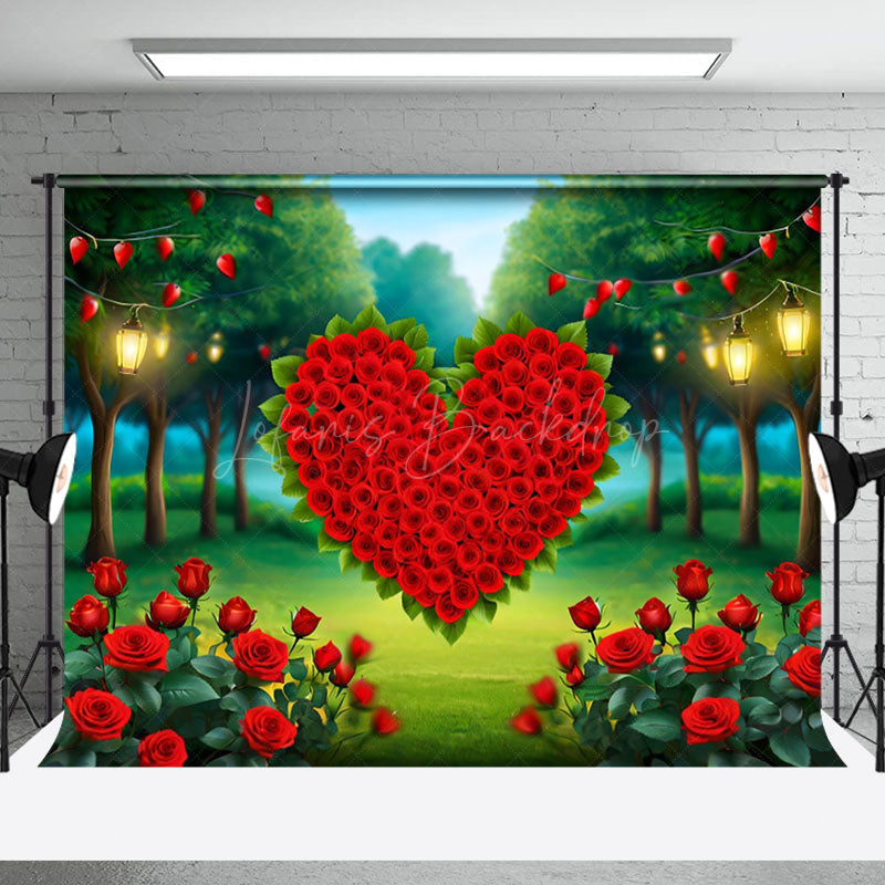 Lofaris Vibrant Red Rose Heart Festival Warm Tone Backdrop