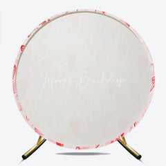 Lofaris Vibrant Red Watercolor Hearts Pattern Round Backdrop Romantic Love Theme for Valentine’s Day Celebration