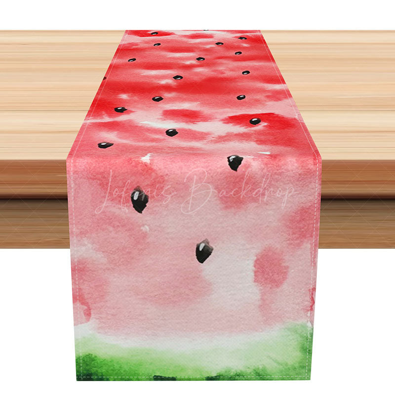 Lofaris Vibrant Red Watermelon Summer Table Runner Fresh Fruit Design for Outdoor Party and Kitchen Dining Decor