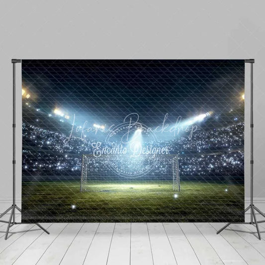 Lofaris Vibrant Soccer Stadium Backdrop for Sports Photography Night Game Theme Bright Lights Goal