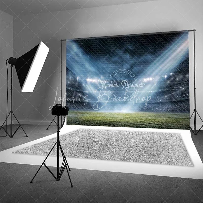 Lofaris Vibrant Sports Stadium Backdrop Football Field Photography Background Bright Spotlights Game Day Decor
