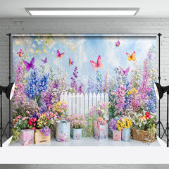 Lofaris Vibrant Spring Garden Colorful Butterflies Backdrop