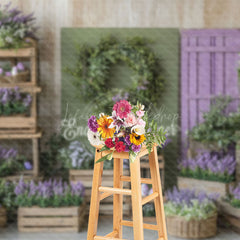 Lofaris Vibrant Spring Scene Lavender Daisy Easter Backdrop