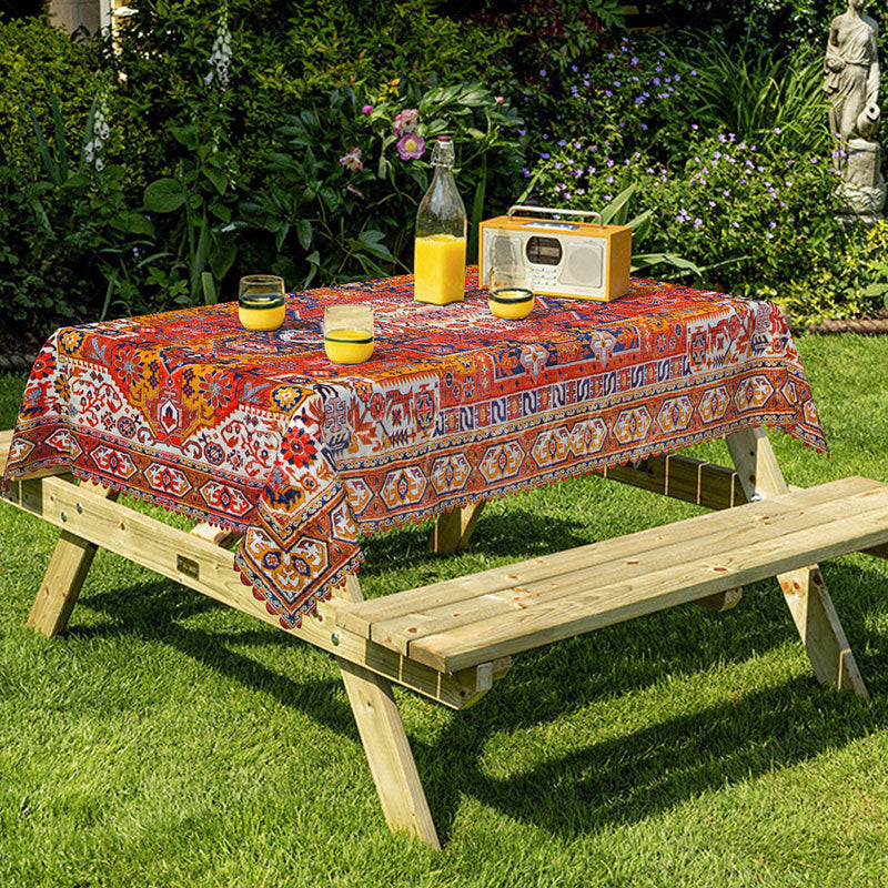 Lofaris Vibrant Striped Geometric Flower Rectangle Tablecloth