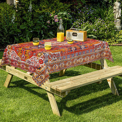 Lofaris Vibrant Striped Geometric Flower Rectangle Tablecloth