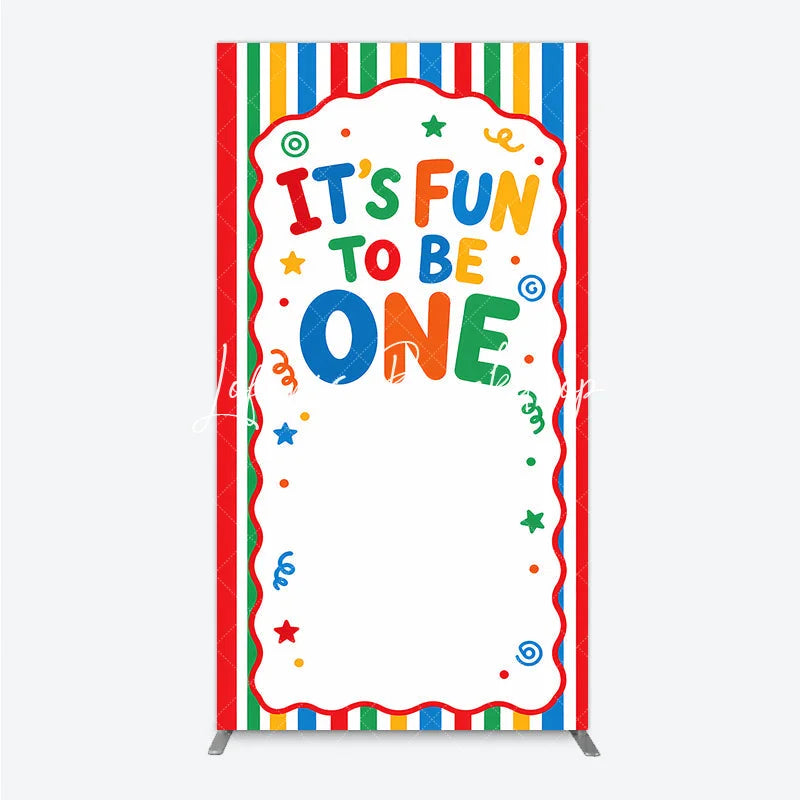 Lofaris Vibrant Striped It’s Fun To Be One Rectangle Arch Backdrop First Birthday Party Decor