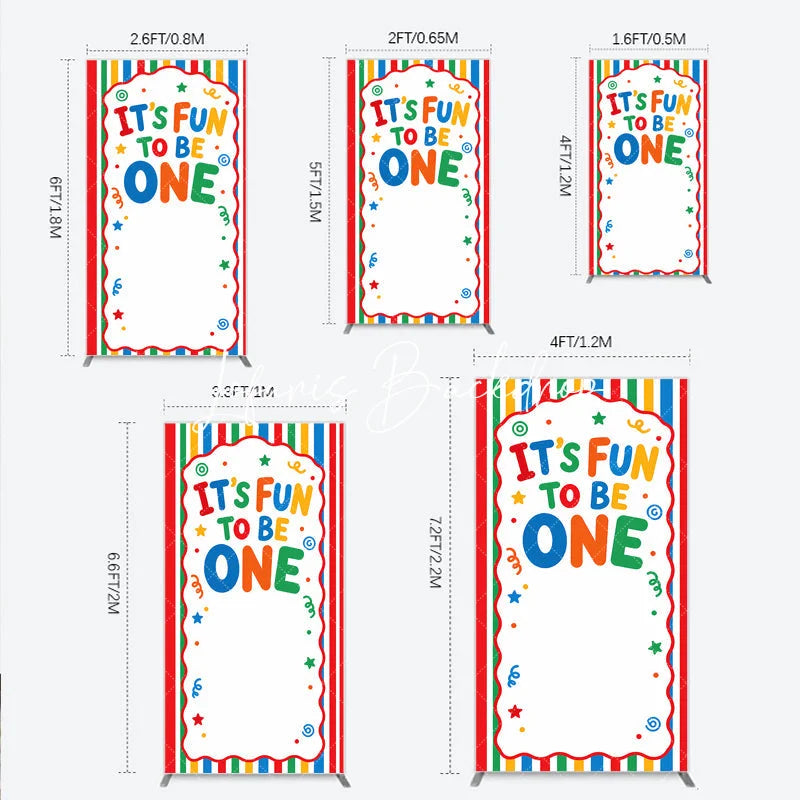 Lofaris Vibrant Striped It’s Fun To Be One Rectangle Arch Backdrop First Birthday Party Decor