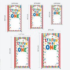 Lofaris Vibrant Striped It’s Fun To Be One Rectangle Arch Backdrop First Birthday Party Decor