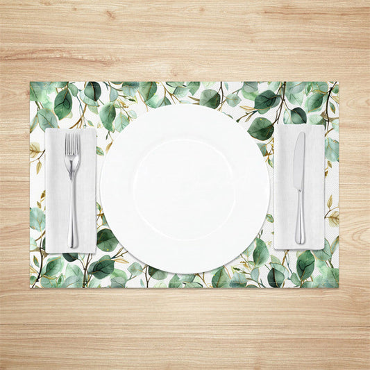 Lofaris Vibrant Summer Green Leaves Dining Set of 4 Placemats