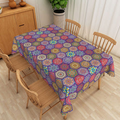 Lofaris Vibrant Tradition Flower Hexagon Rectangle Tablecloth