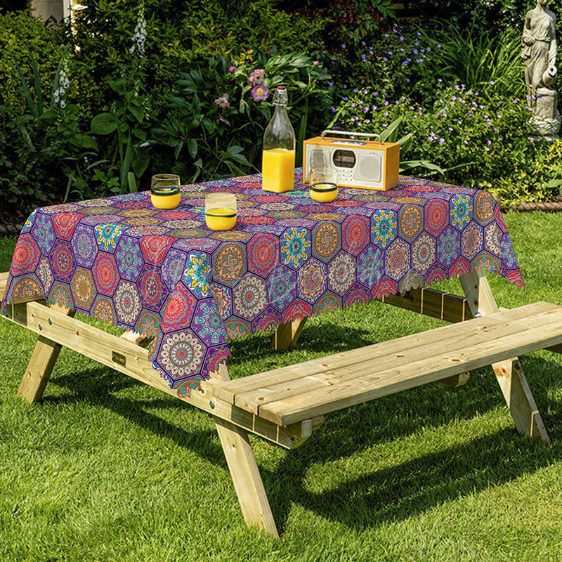 Lofaris Vibrant Tradition Flower Hexagon Rectangle Tablecloth