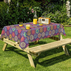 Lofaris Vibrant Tradition Flower Hexagon Rectangle Tablecloth