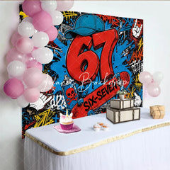Lofaris Vibrant Urban Graffiti 7th Birthday Backdrop with Skateboard Spray Paint Party Decor