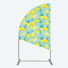 Lofaris Vibrant Watercolor Lemon and Blossom Pattern Half Moon Arch Backdrop Fresh Summer Citrus Party Decor