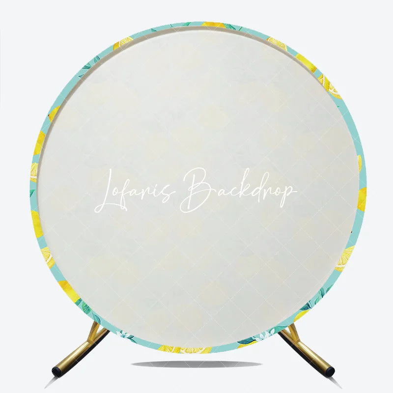 Lofaris Vibrant Watercolor Lemon and Blossom Pattern Round Backdrop Fresh Citrus Fruit Theme Summer Party Decor