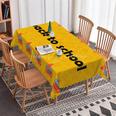 Lofaris Vibrant Yellow Back to School Rectangle Tablecloth Fun Supplies for Classroom Decorations