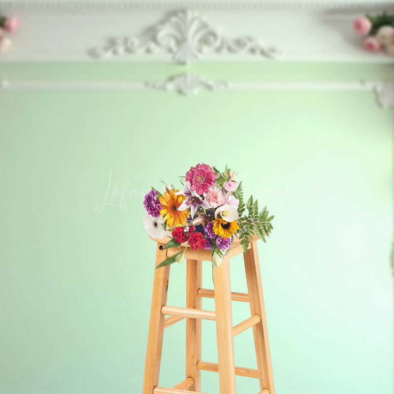 Lofaris Victorian Mint Molding Wall Floral Wedding Backdrop