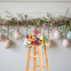 Lofaris Vine Hanging Colorful Eggs Simple Easter Backdrop