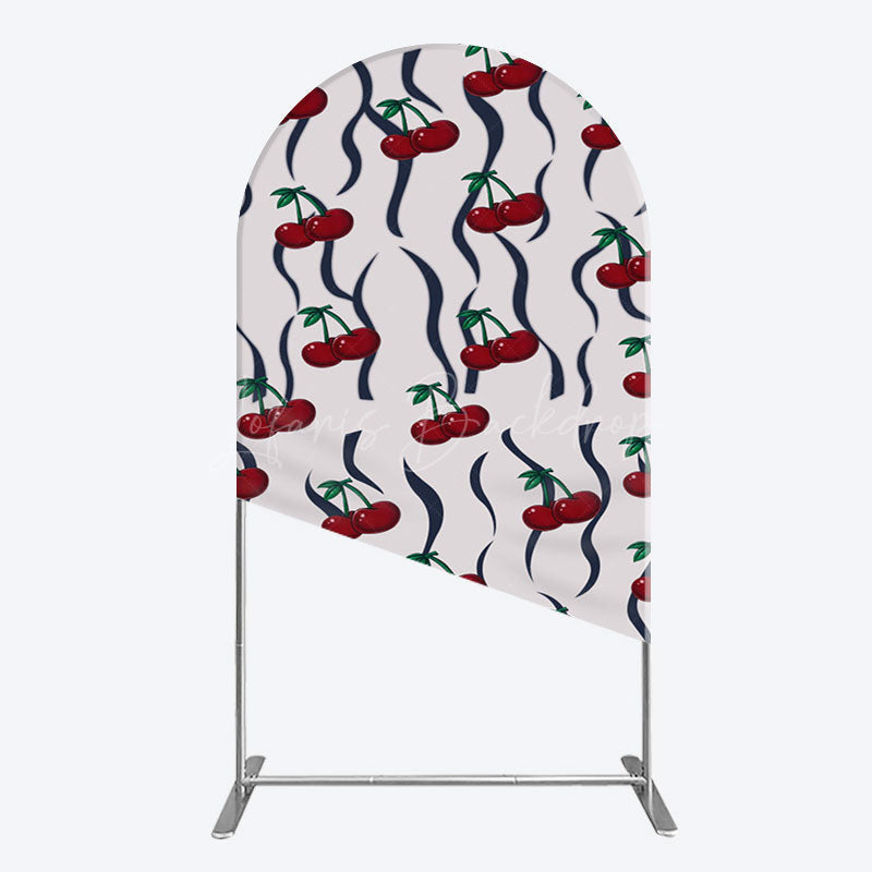 Lofaris Vintage Abstract Red Cherry Birthday Arch Backdrop