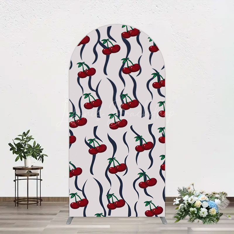 Lofaris Vintage Abstract Red Cherry Birthday Arch Backdrop