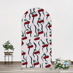 Lofaris Vintage Abstract Red Cherry Birthday Arch Backdrop