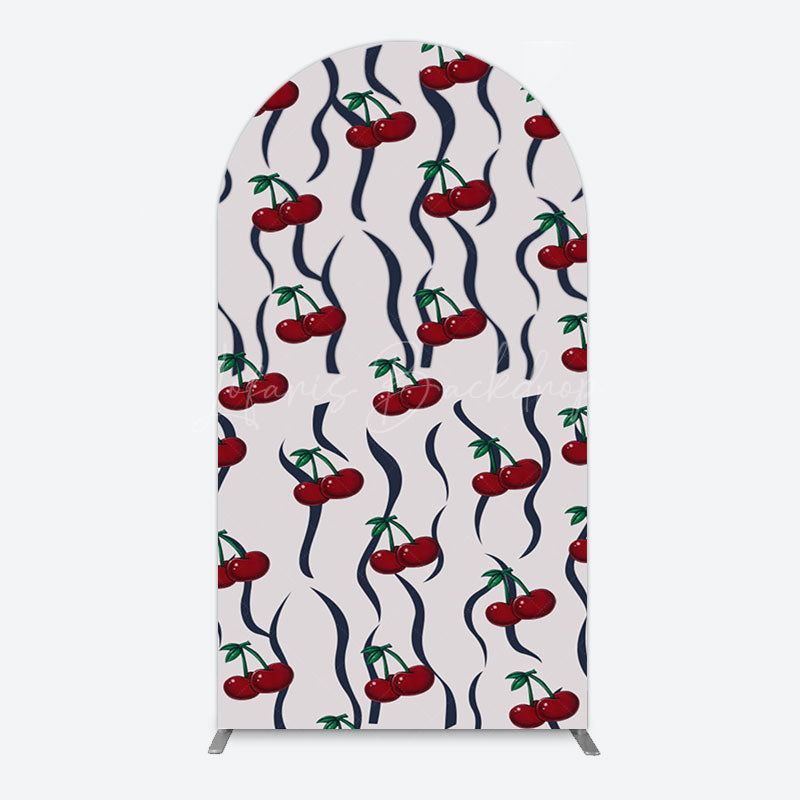 Lofaris Vintage Abstract Red Cherry Birthday Arch Backdrop