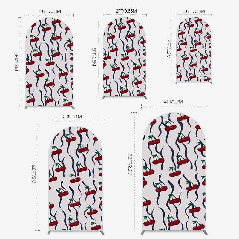 Lofaris Vintage Abstract Red Cherry Birthday Arch Backdrop