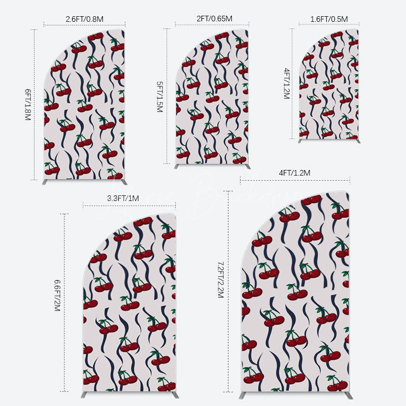 Lofaris Vintage Abstract Red Cherry Birthday Half Moon Arch Backdrop