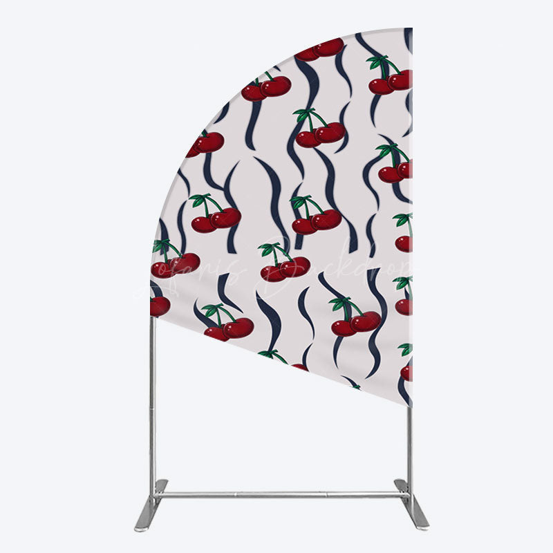 Lofaris Vintage Abstract Red Cherry Birthday Half Moon Arch Backdrop