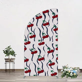 Lofaris Vintage Abstract Red Cherry Birthday Half Moon Arch Backdrop