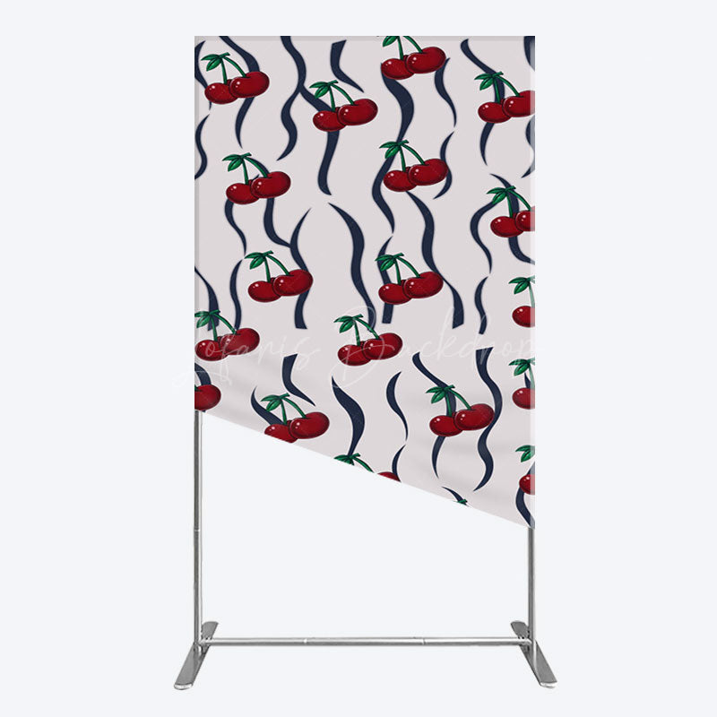 Lofaris Vintage Abstract Red Cherry Birthday Rectangle Backdrop