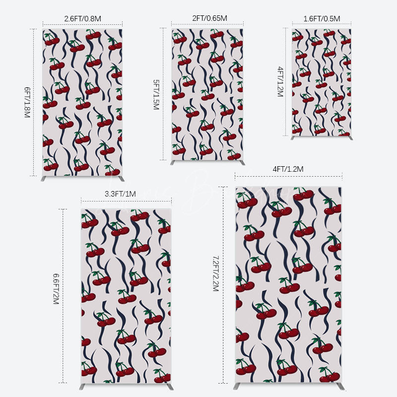 Lofaris Vintage Abstract Red Cherry Birthday Rectangle Backdrop