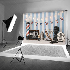 Lofaris Vintage Barber Shop and Classic Stripe Photo Backdrop Gentleman Style Birthday Photography Background