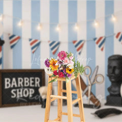 Lofaris Vintage Barber Shop and Classic Stripe Photo Backdrop Gentleman Style Birthday Photography Background
