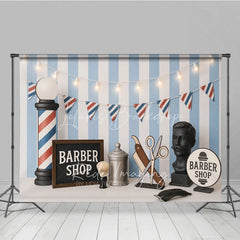 Lofaris Vintage Barber Shop and Classic Stripe Photo Backdrop Gentleman Style Birthday Photography Background