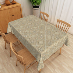 Lofaris Vintage Beige Grid Rectangle Tablecloth For Dining Room