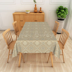 Lofaris Vintage Beige Grid Rectangle Tablecloth For Dining Room