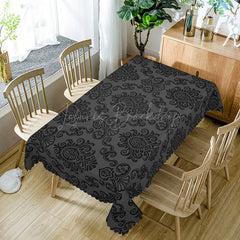 Lofaris Vintage Black Damask Rectangle Tablecloth For Kitchen