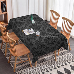 Lofaris Vintage Black Damask Rectangle Tablecloth For Kitchen