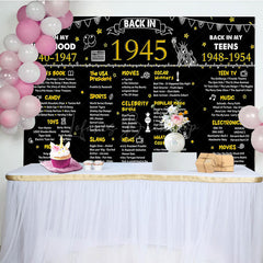Lofaris Vintage Black Gold Poster 80th Birthday Backdrop