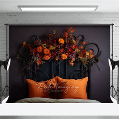 Lofaris Vintage Black Headboard Photography Backdrop Moody Autumn Floral Arrangement Dark and Romantic Fall Photo Prop