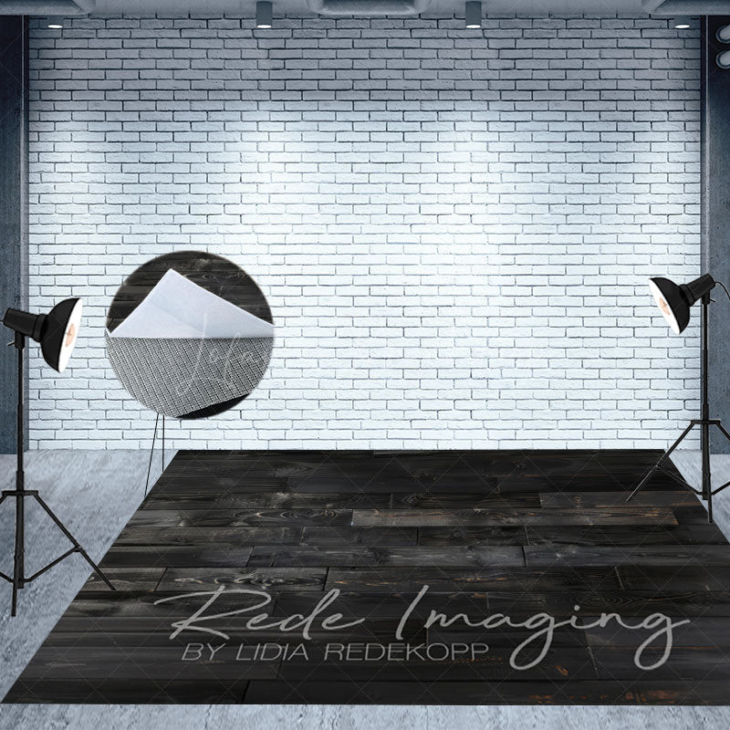 Lofaris Vintage Black Wooden Photo Fabric Floor Backdrop