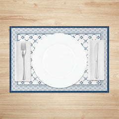 Lofaris Vintage Blue White Boho Print Set Of 4 Placemats
