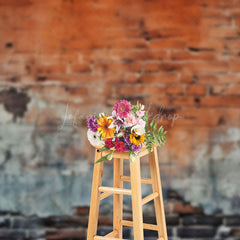 Lofaris Vintage Brick Wall Weathered Spots Marks Backdrop