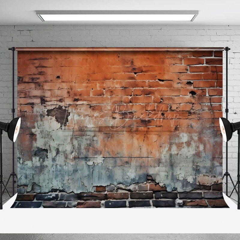 Lofaris Vintage Brick Wall Weathered Spots Marks Backdrop
