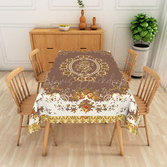 Lofaris Vintage Brown Beige Rose Motif Rectangle Tablecloth