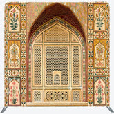 Lofaris Vintage Brown Floral Arched Square Tension Backdrop