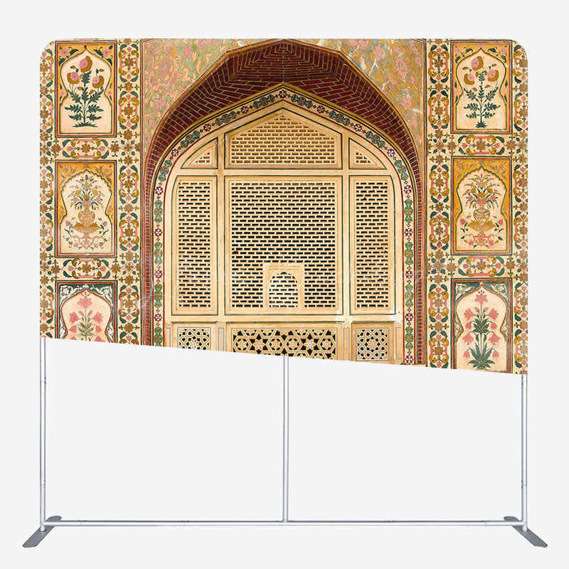Lofaris Vintage Brown Floral Arched Square Tension Backdrop