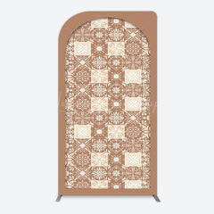 Lofaris Vintage Brown Plaid Floral Pattern Arch Backdrop