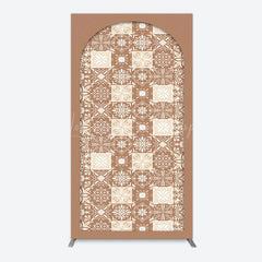 Lofaris Vintage Brown Plaid Floral Pattern Arch Backdrop